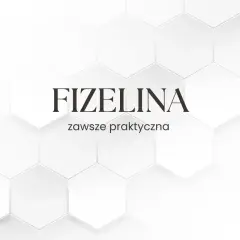 Fizelinę, czyli flizelinę, zawsze praktyczną, na tle białych heksagonów.